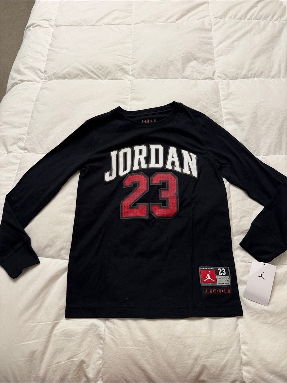 NWT Jordan Black Long-Sleeve 'Jordan 23' Graphic Tee with Red Accent